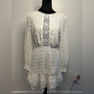Long sleeve white dress the lace is a little see through